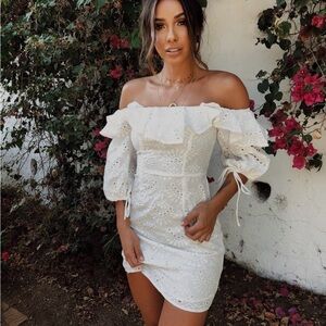 Starlow Eyelet White Off-Shoulder Dress